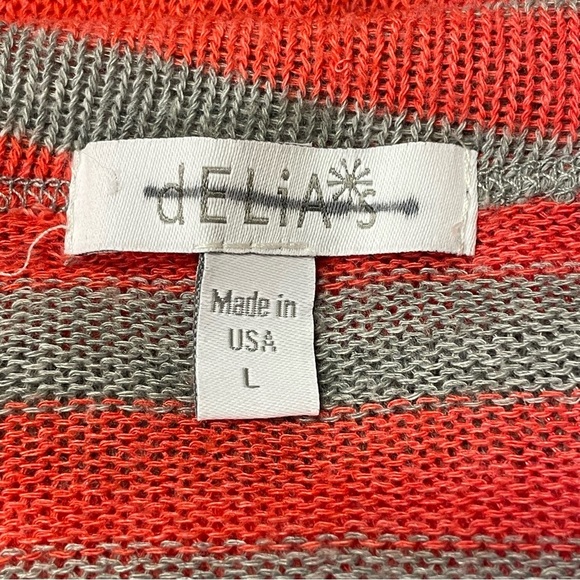 DELIA*S Striped Short Sleeve Light Knit Top in Orange and Gray - Picture 3 of 4